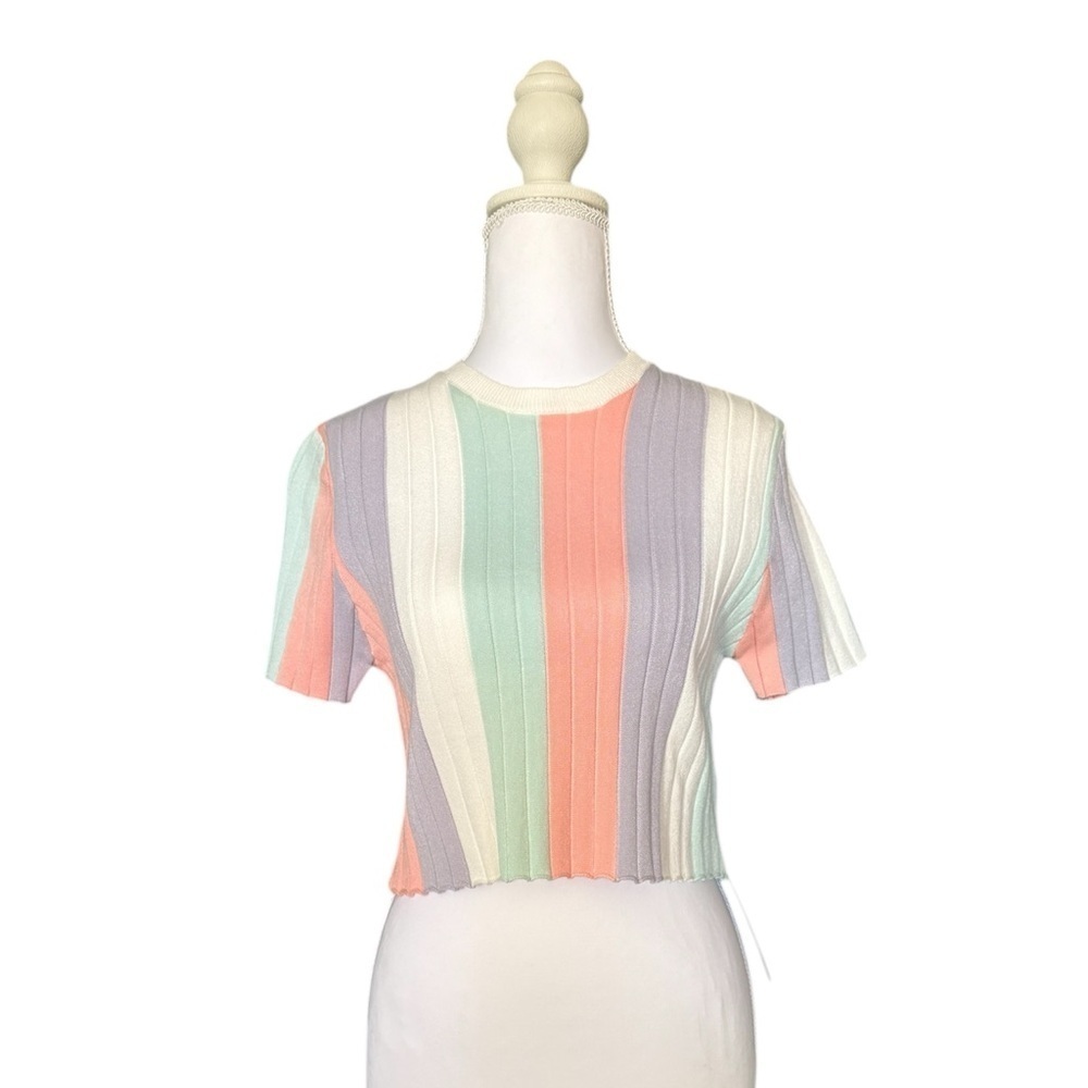 🌸 EB Luxe Los Angeles Pastel Colorblock Knit Top – NWT | Size Medium - Picture 1 of 4